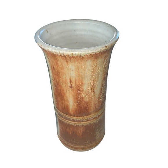 Handmade Vintage Scandinavian Rustic Ceramic Vase – Brown & Blue Glazed Pottery - Picture 7 of 14